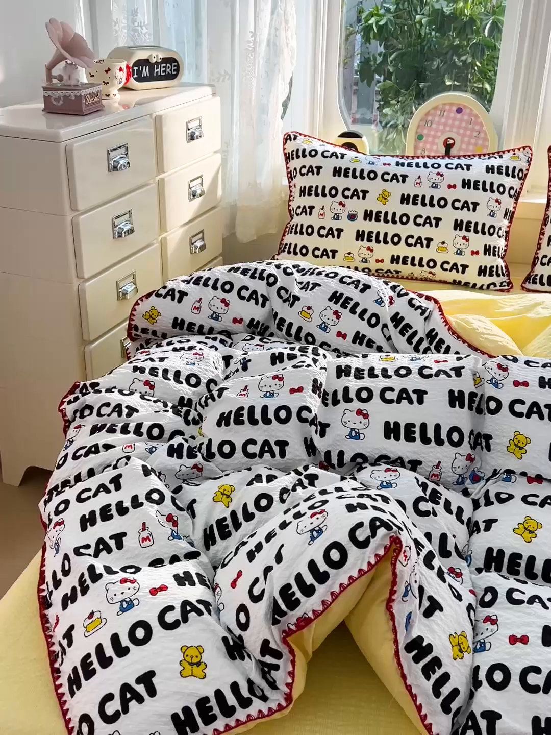 91家纺网 家纺一手货源 找家纺 恒尚居 2026新款泡芙纱四件套贝壳绣边床盖套件单被套床单床笠 【字母喵喵】贝壳边