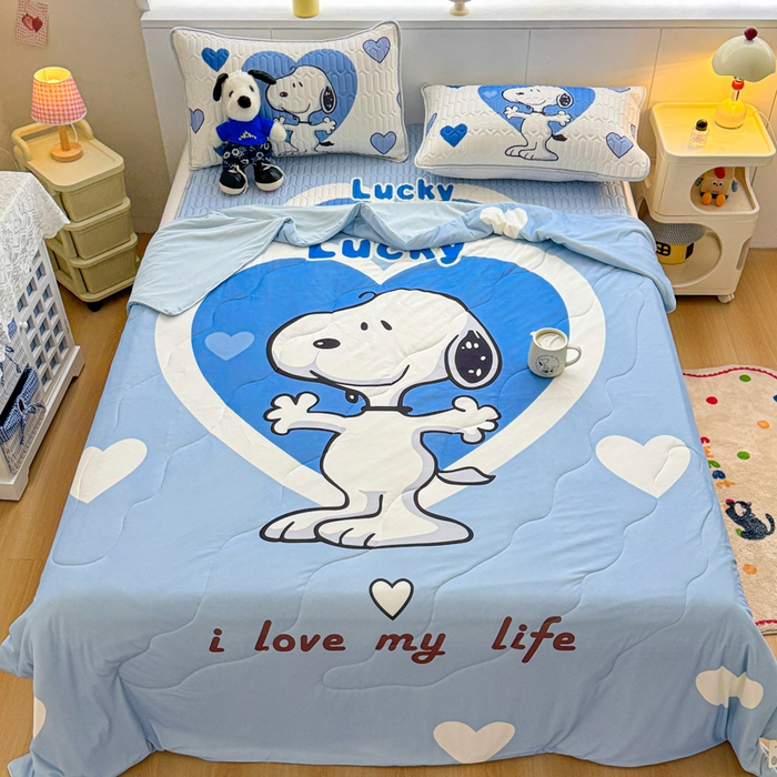 91家纺网 家纺一手货源 找家纺 （总）梓之赫 2026新款史努比凉感丝乳胶凉席席子夏被夏凉被空调被