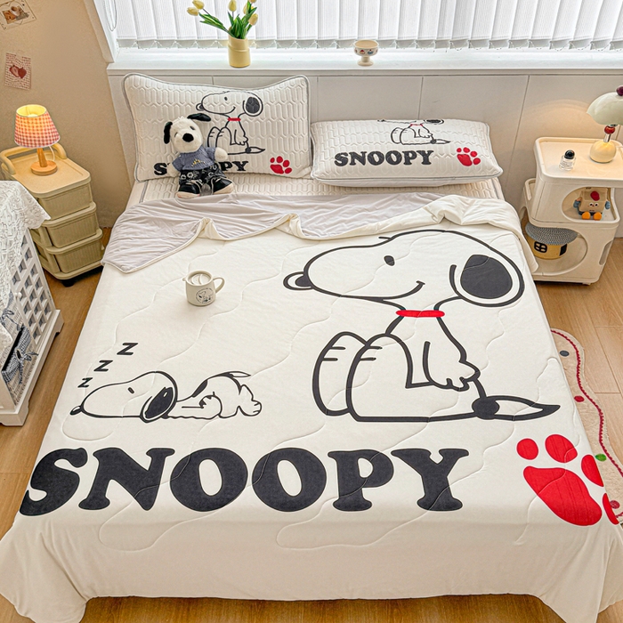 91家纺网 家纺一手货源 找家纺 （总）梓之赫 2026新款史努比凉感丝乳胶凉席席子夏被夏凉被空调被