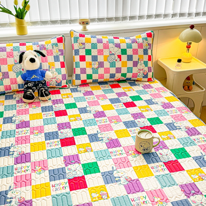 91家纺网 家纺一手货源 找家纺 梓之赫 2026新款史努比凉感丝乳胶凉席席子夏被夏凉被空调被 史努比彩虹格