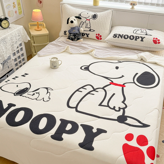 91家纺网 家纺一手货源 找家纺 梓之赫 2026新款史努比凉感丝乳胶凉席席子夏被夏凉被空调被 史努比宝宝