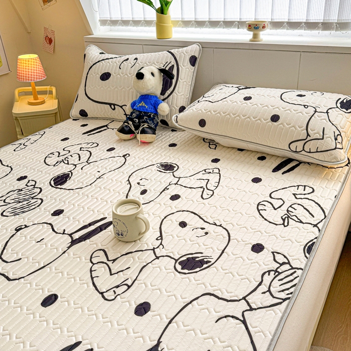 91家纺网 家纺一手货源 找家纺 梓之赫 2026新款史努比凉感丝乳胶凉席席子夏被夏凉被空调被 史努比乐园