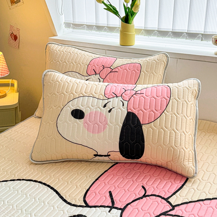 91家纺网 家纺一手货源 找家纺 梓之赫 2026新款史努比凉感丝乳胶凉席席子夏被夏凉被空调被 史努比公主妆