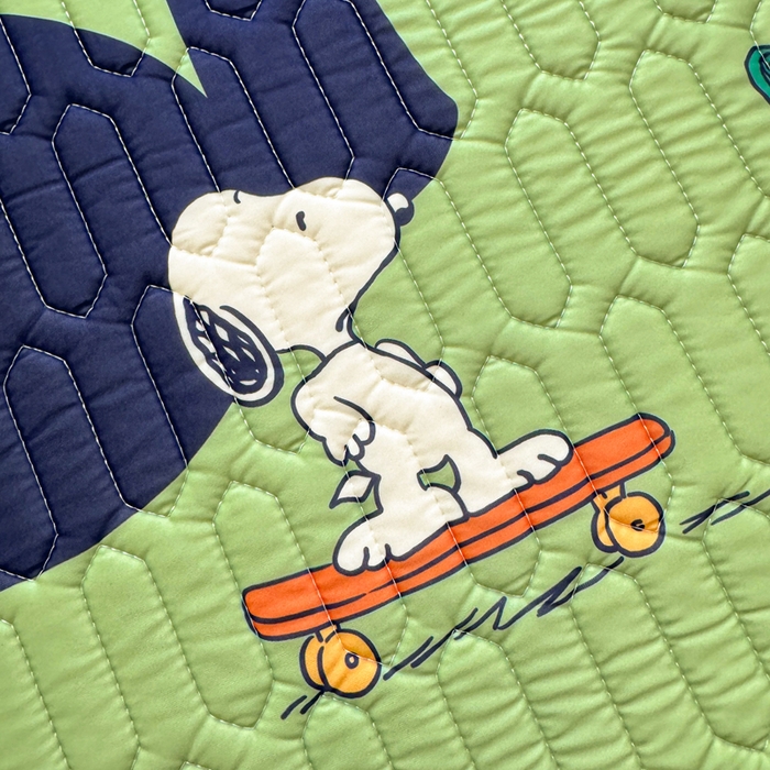 91家纺网 家纺一手货源 找家纺 梓之赫 2026新款史努比凉感丝乳胶凉席席子夏被夏凉被空调被 史努比街头滑板