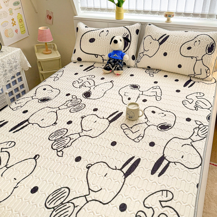 91家纺网 家纺一手货源 找家纺 梓之赫 2026新款史努比凉感丝乳胶凉席席子夏被夏凉被空调被 史努比乐园