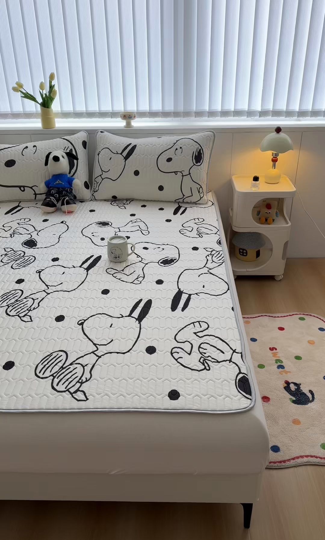 91家纺网 家纺一手货源 找家纺 梓之赫 2026新款史努比凉感丝乳胶凉席席子夏被夏凉被空调被 史努比乐园