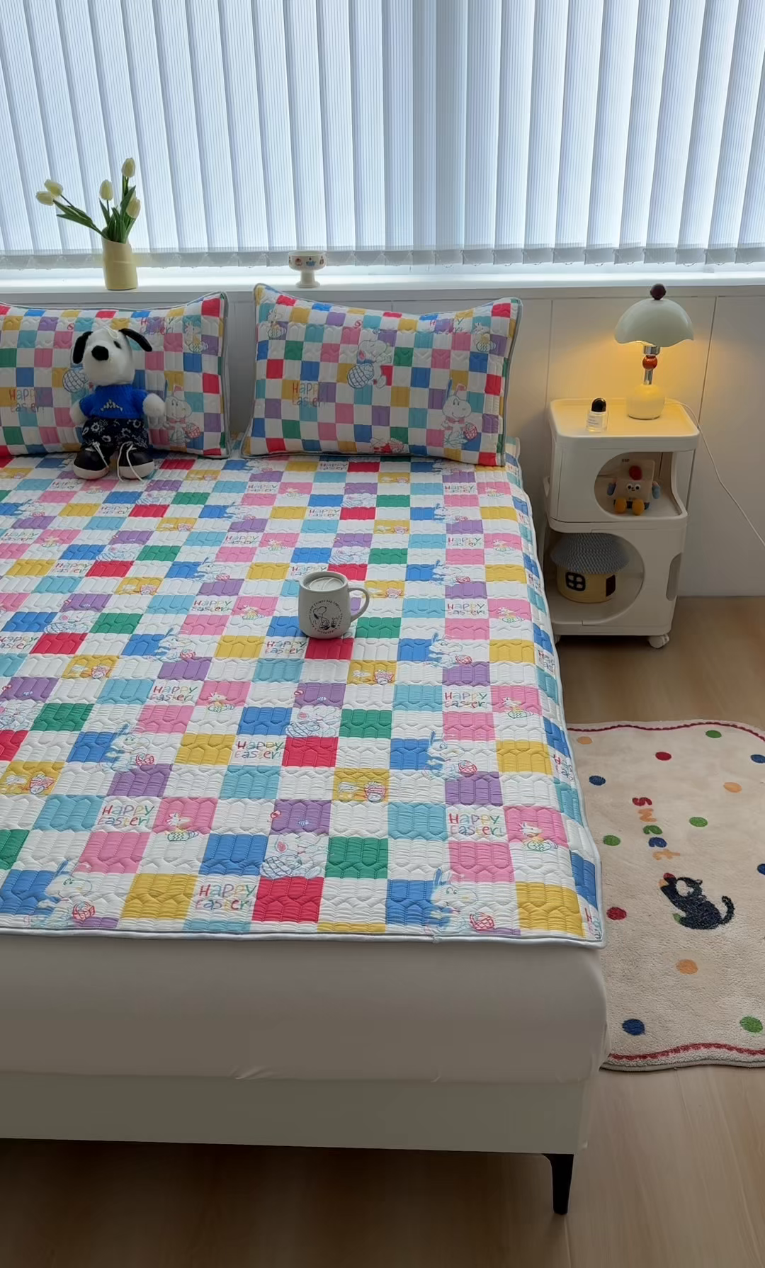 91家纺网 家纺一手货源 找家纺 梓之赫 2026新款史努比凉感丝乳胶凉席席子夏被夏凉被空调被 史努比彩虹格