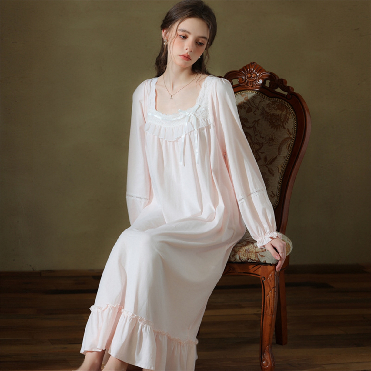 91家纺网 家纺一手货源 找家纺 洛兰沙家居馆 2026新款睡裙短袖新品宽松大码短裙女夏宫廷甜美公主可爱批发睡衣家居服 花色10