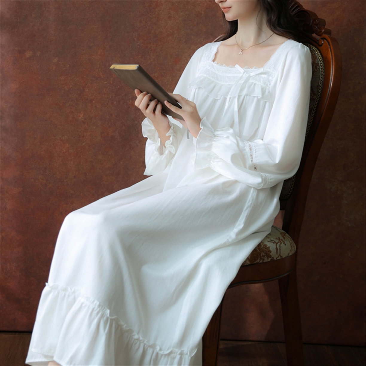 91家纺网 家纺一手货源 找家纺 （总）洛兰沙家居馆 2026新款睡裙春秋长袖长款少女法式宫廷公主风宽松大码跨境批发甜美睡衣