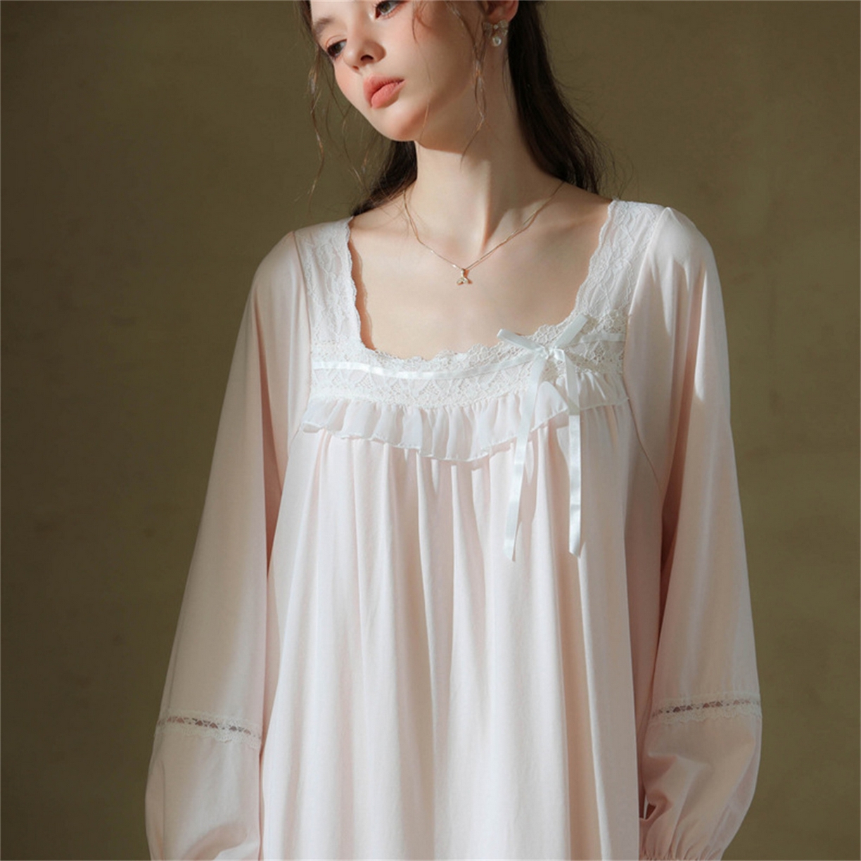 91家纺网 家纺一手货源 找家纺 （总）洛兰沙家居馆 2026新款睡裙春秋长袖长款少女法式宫廷公主风宽松大码跨境批发甜美睡衣