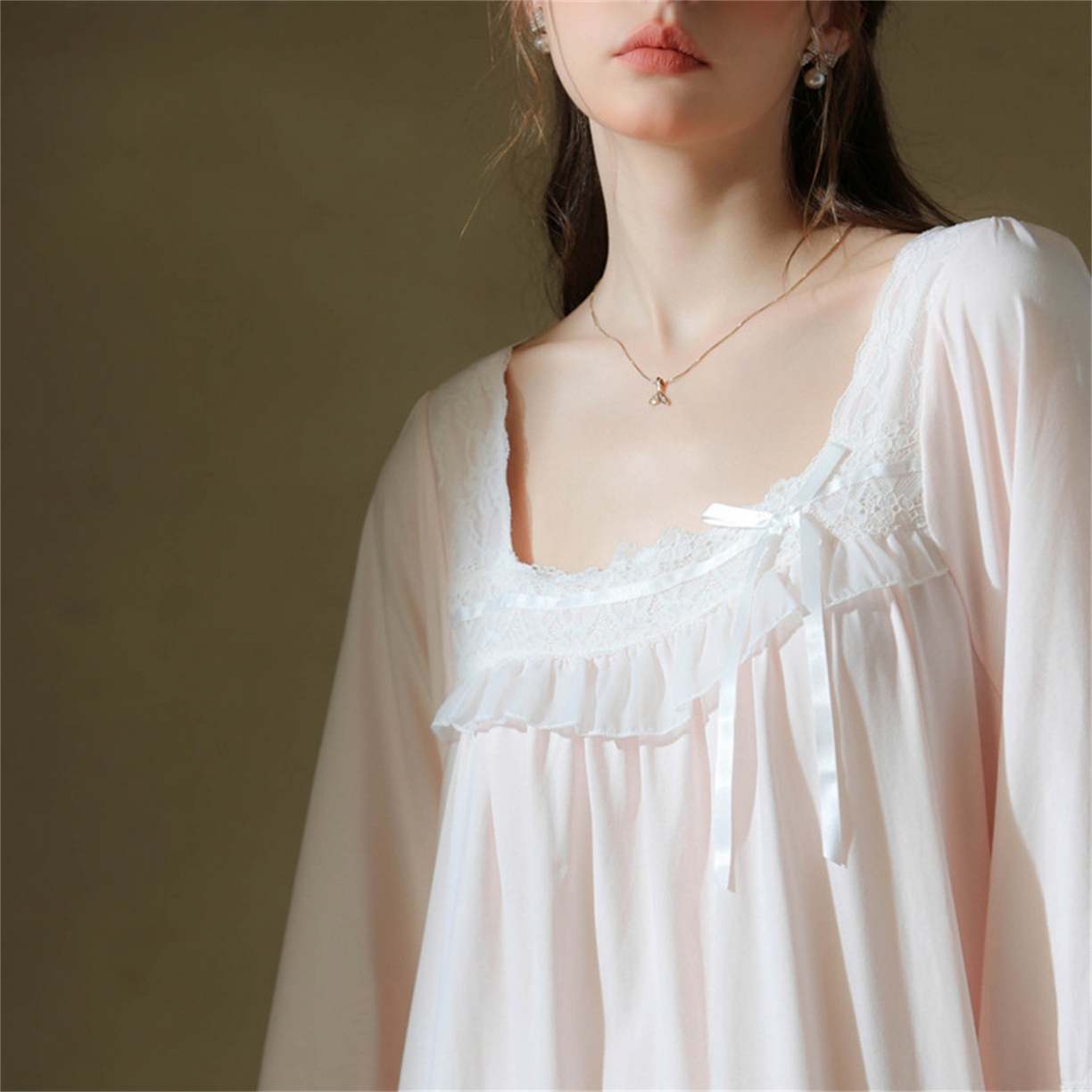 91家纺网 家纺一手货源 找家纺 （总）洛兰沙家居馆 2026新款睡裙春秋长袖长款少女法式宫廷公主风宽松大码跨境批发甜美睡衣