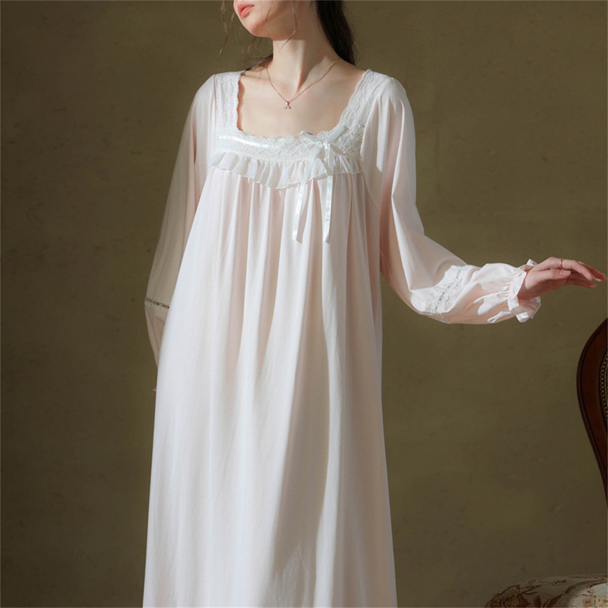 91家纺网 家纺一手货源 找家纺 （总）洛兰沙家居馆 2026新款睡裙春秋长袖长款少女法式宫廷公主风宽松大码跨境批发甜美睡衣