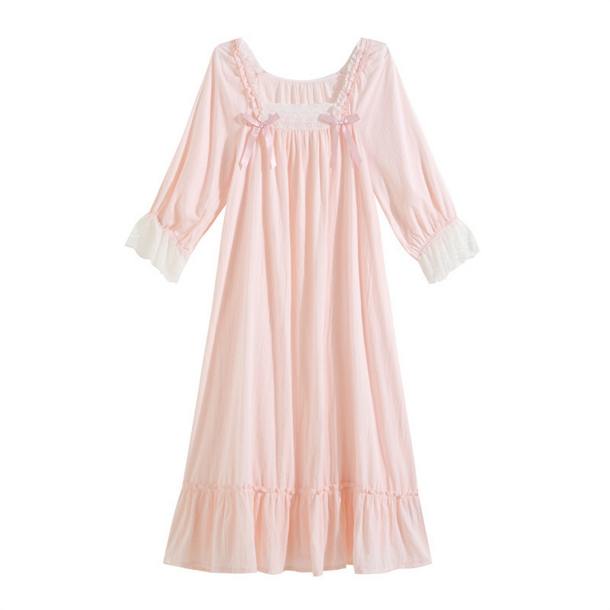 91家纺网 家纺一手货源 找家纺 （总） 洛兰沙家居馆 2026新款春秋睡裙法式公主长袖甜美睡衣女长裙宽松宫廷风批发跨境新款家居