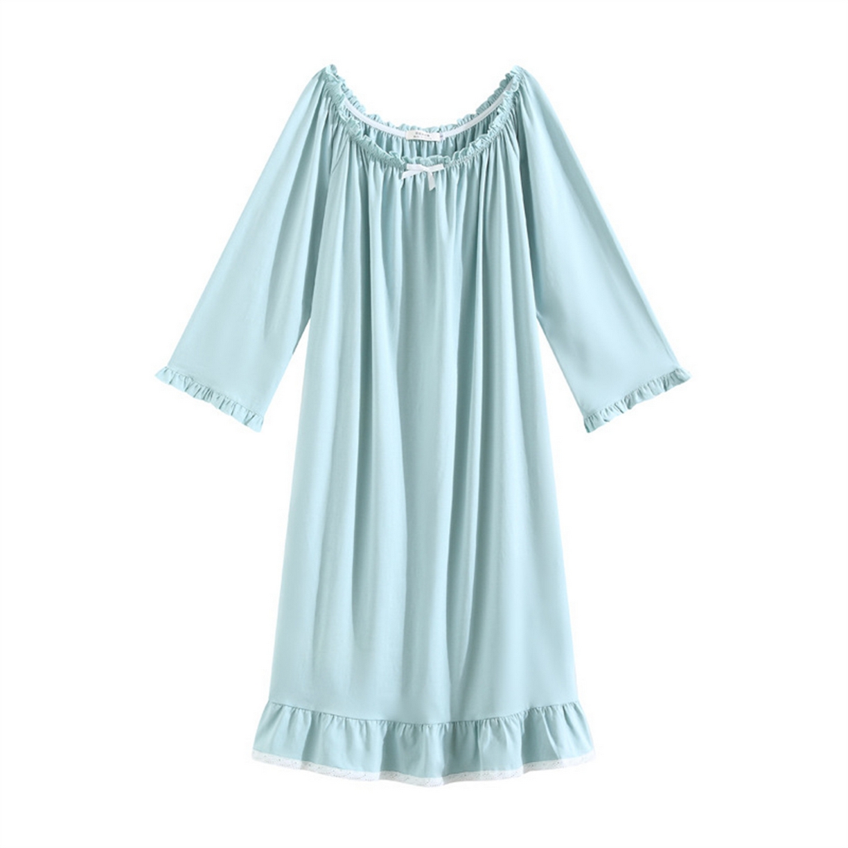 91家纺网 家纺一手货源 找家纺 （总） 洛兰沙家居馆  2026新款法式春秋长款睡衣少女长袖薄款宽松大码跨境出口批发家居服睡裙