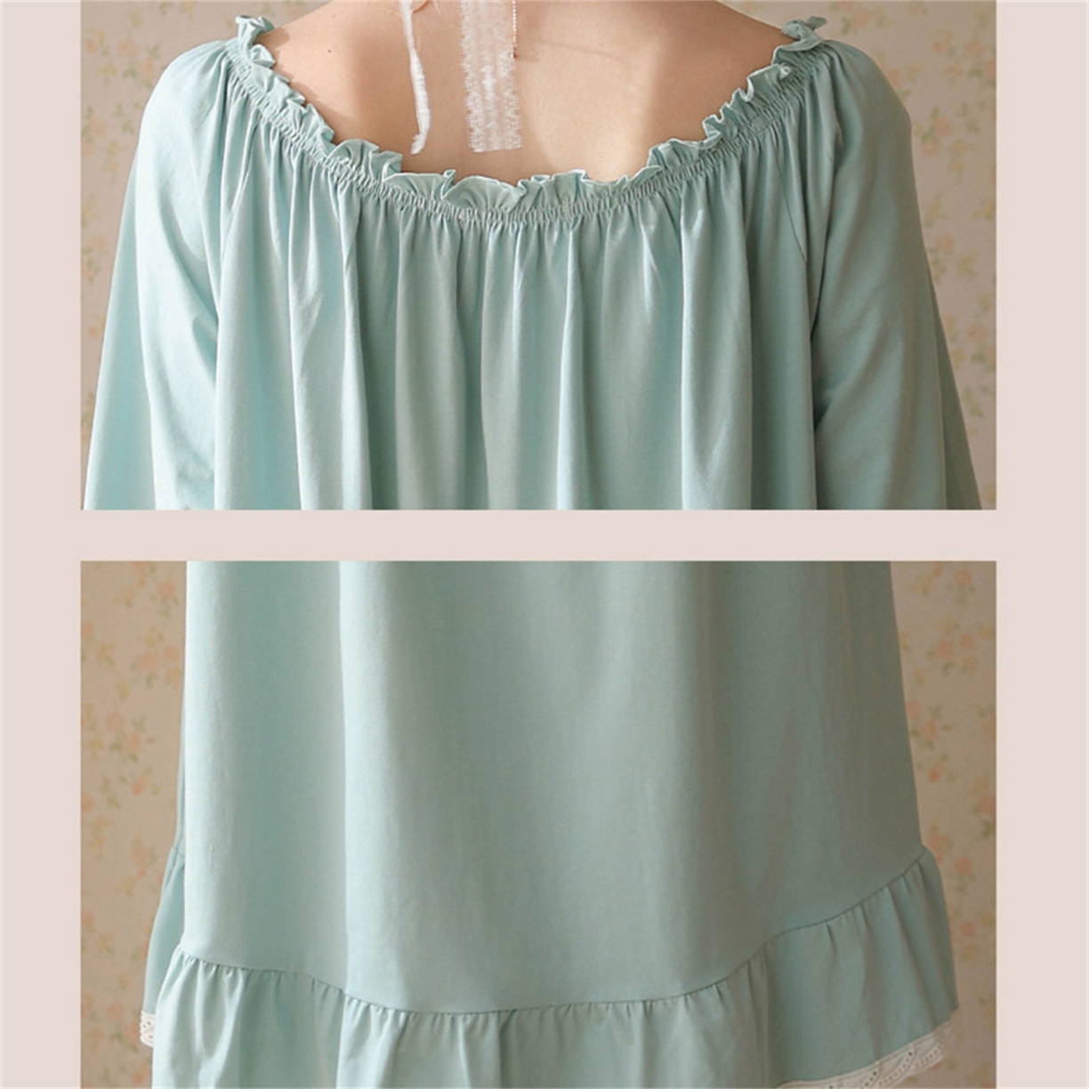 91家纺网 家纺一手货源 找家纺 （总） 洛兰沙家居馆  2026新款法式春秋长款睡衣少女长袖薄款宽松大码跨境出口批发家居服睡裙