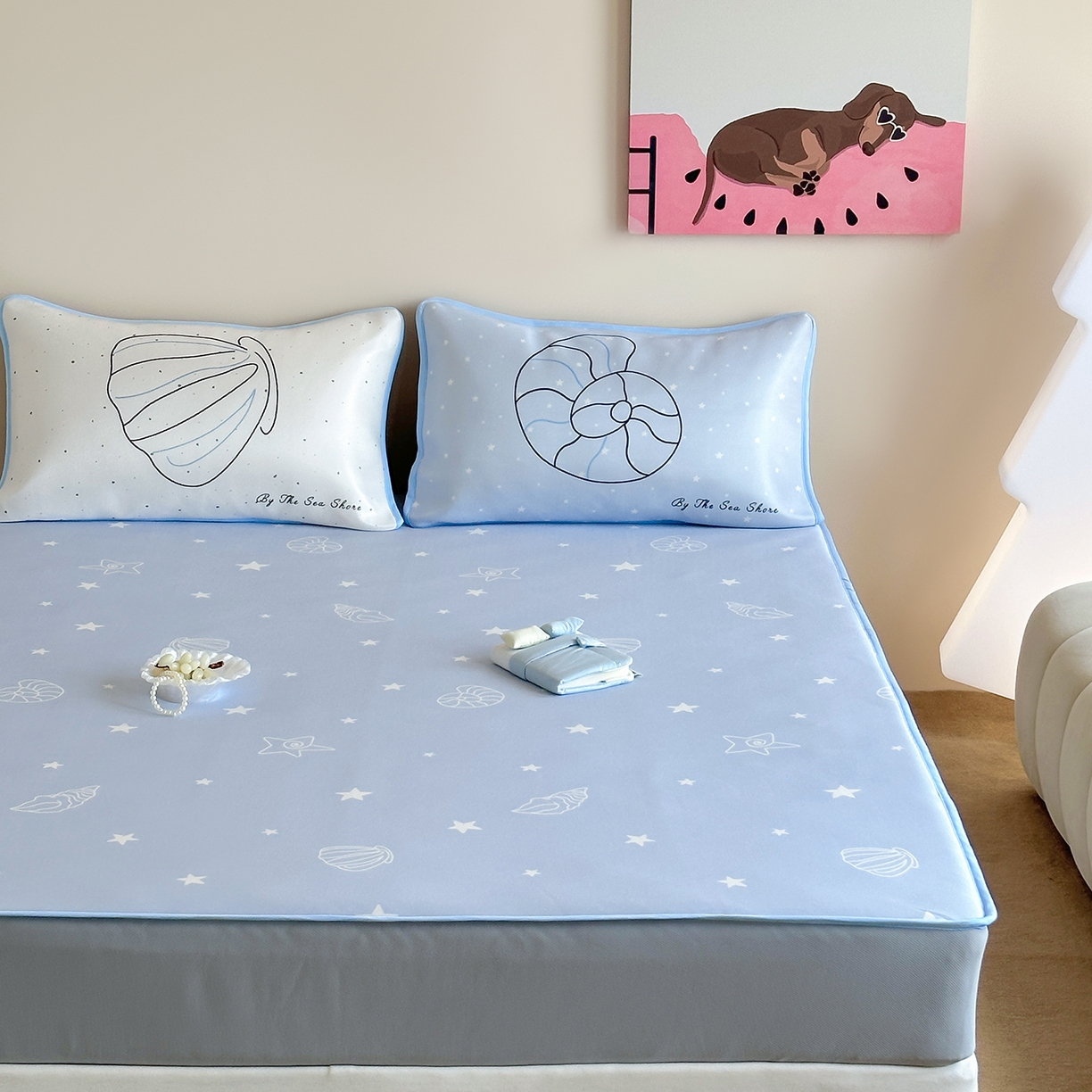 91家纺网 家纺一手货源 找家纺 （总）桃喜 2026新款数码印花冰纤维牛奶丝凉席