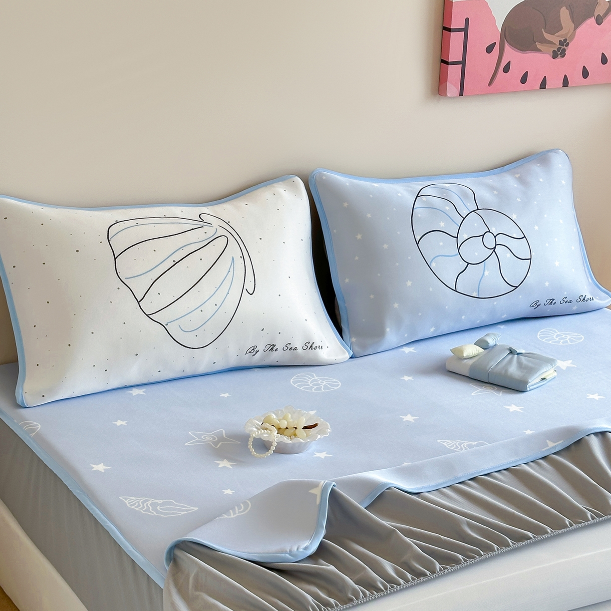 91家纺网 家纺一手货源 找家纺 （总）桃喜 2026新款数码印花冰纤维牛奶丝凉席