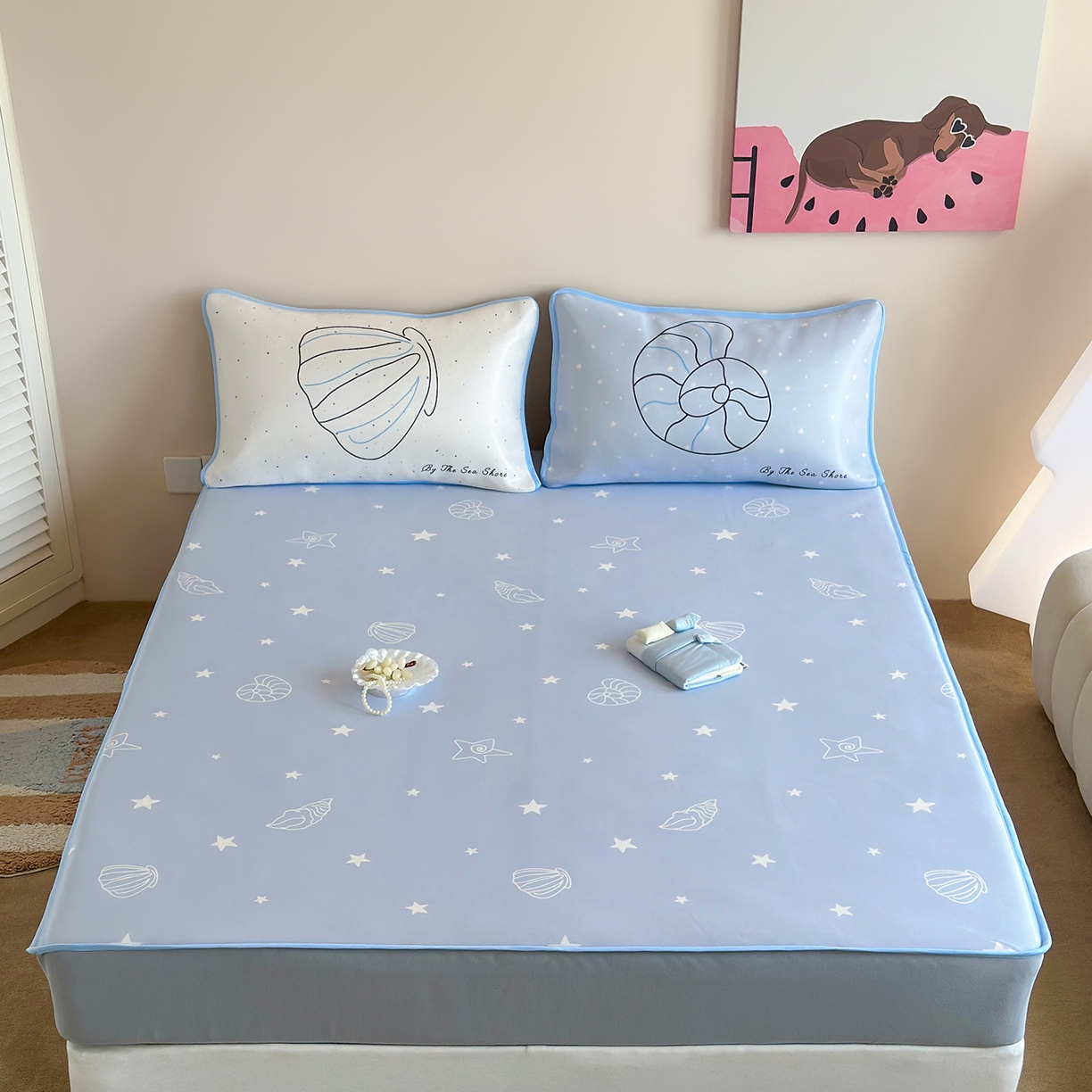 91家纺网 家纺一手货源 找家纺 （总）桃喜 2026新款数码印花冰纤维牛奶丝凉席