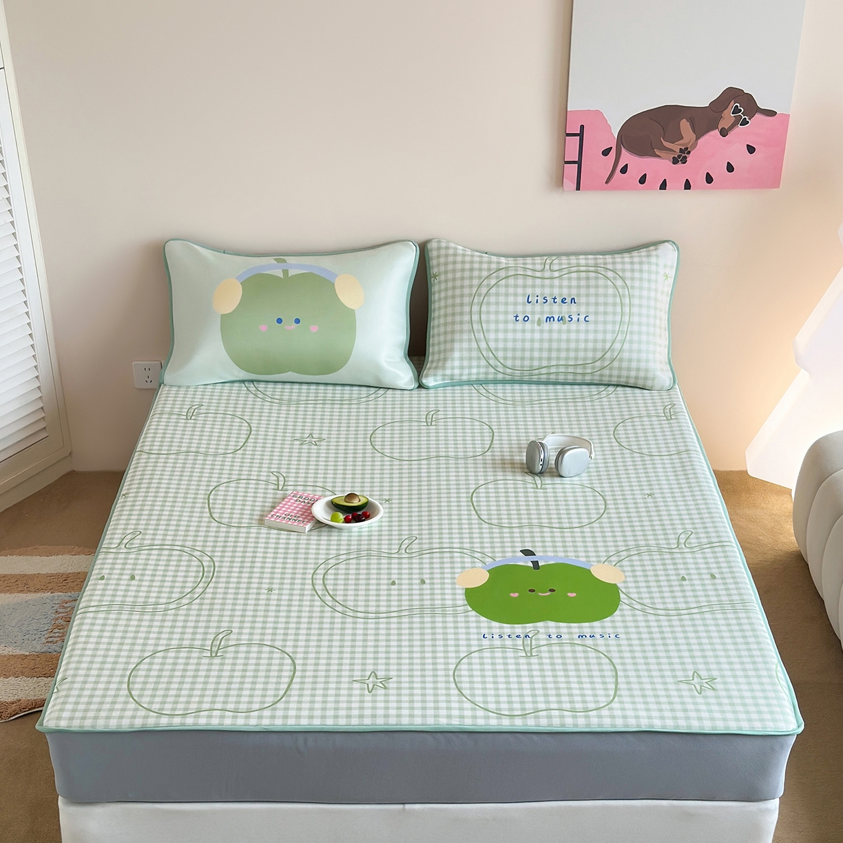 91家纺网 家纺一手货源 找家纺 （总）桃喜 2026新款数码印花冰纤维牛奶丝凉席