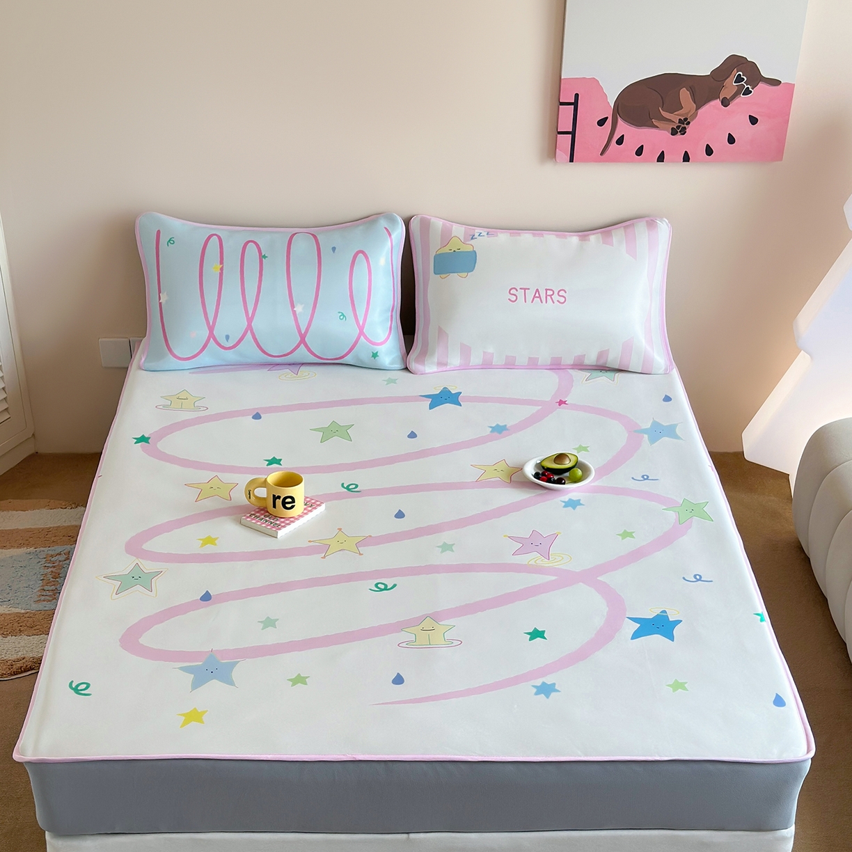 91家纺网 家纺一手货源 找家纺 （总）桃喜 2026新款数码印花冰纤维牛奶丝凉席