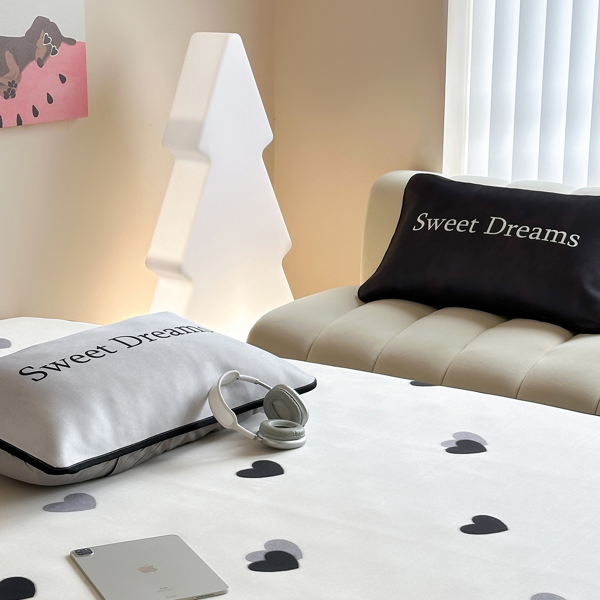 91家纺网 家纺一手货源 找家纺 桃喜 2026新款数码印花冰纤维牛奶丝凉席 灰调甜心