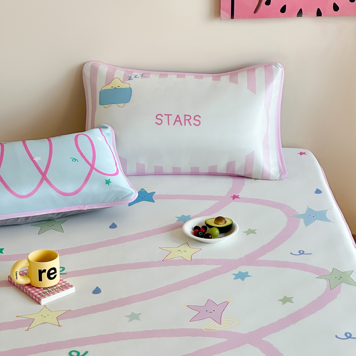 91家纺网 家纺一手货源 找家纺 桃喜 2026新款数码印花冰纤维牛奶丝凉席 梦幻流星带