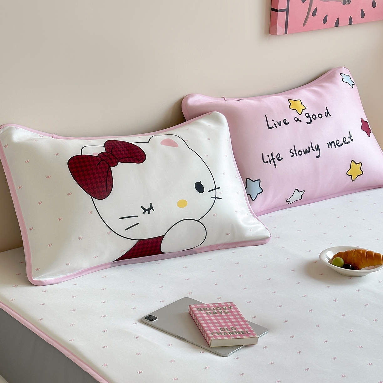 91家纺网 家纺一手货源 找家纺 桃喜 2026新款数码印花冰纤维牛奶丝凉席 甜心猫咪