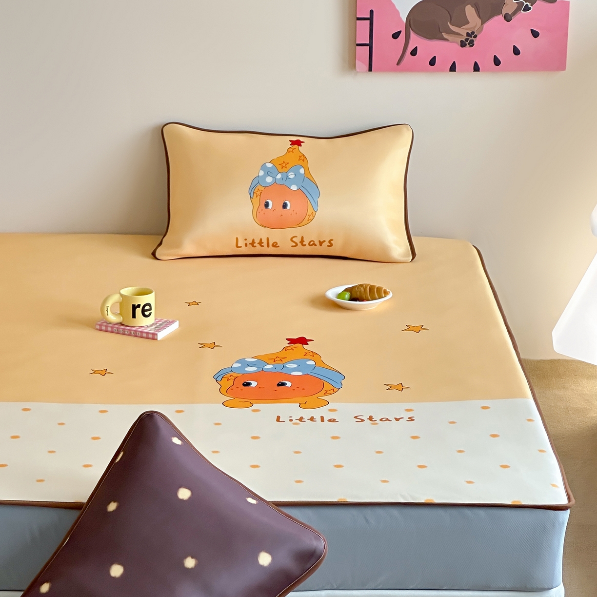 91家纺网 家纺一手货源 找家纺 桃喜 2026新款数码印花冰纤维牛奶丝凉席 星星日记