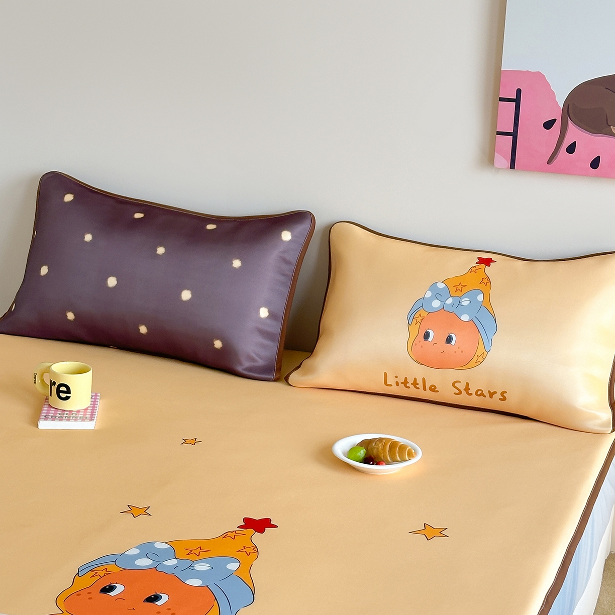 91家纺网 家纺一手货源 找家纺 桃喜 2026新款数码印花冰纤维牛奶丝凉席 星星日记