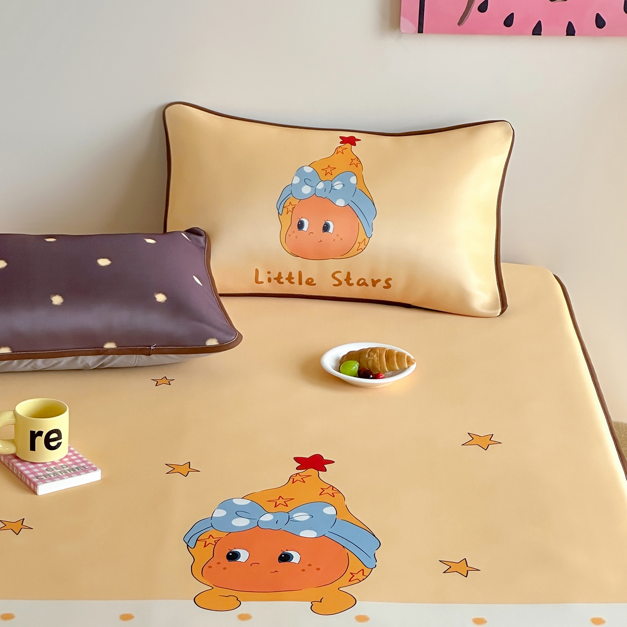 91家纺网 家纺一手货源 找家纺 桃喜 2026新款数码印花冰纤维牛奶丝凉席 星星日记