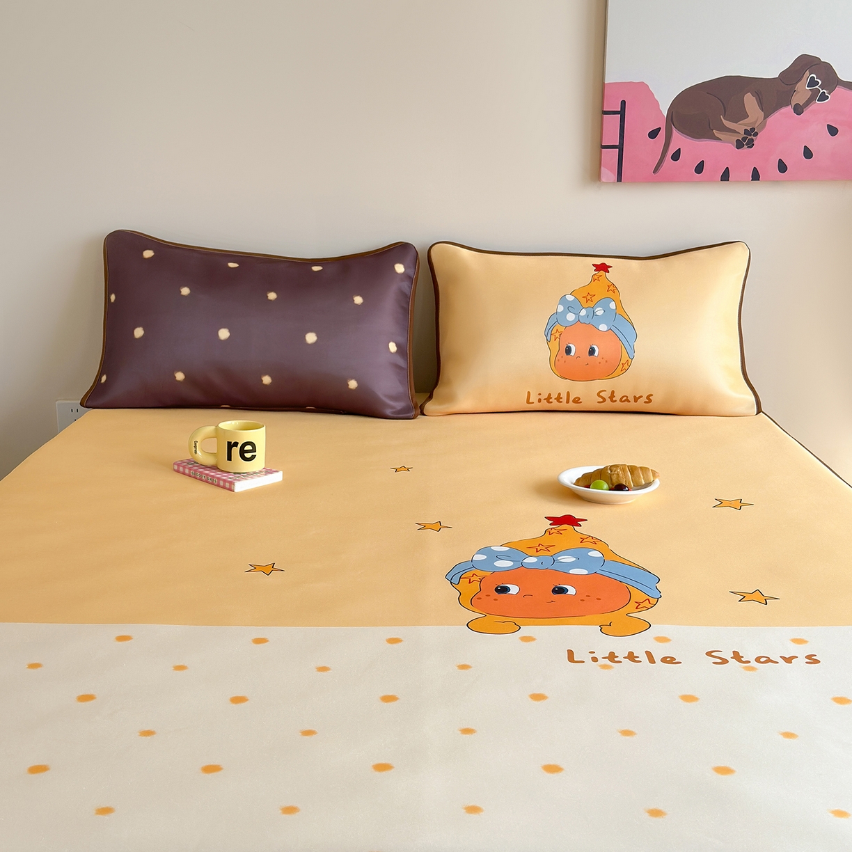 91家纺网 家纺一手货源 找家纺 桃喜 2026新款数码印花冰纤维牛奶丝凉席 星星日记