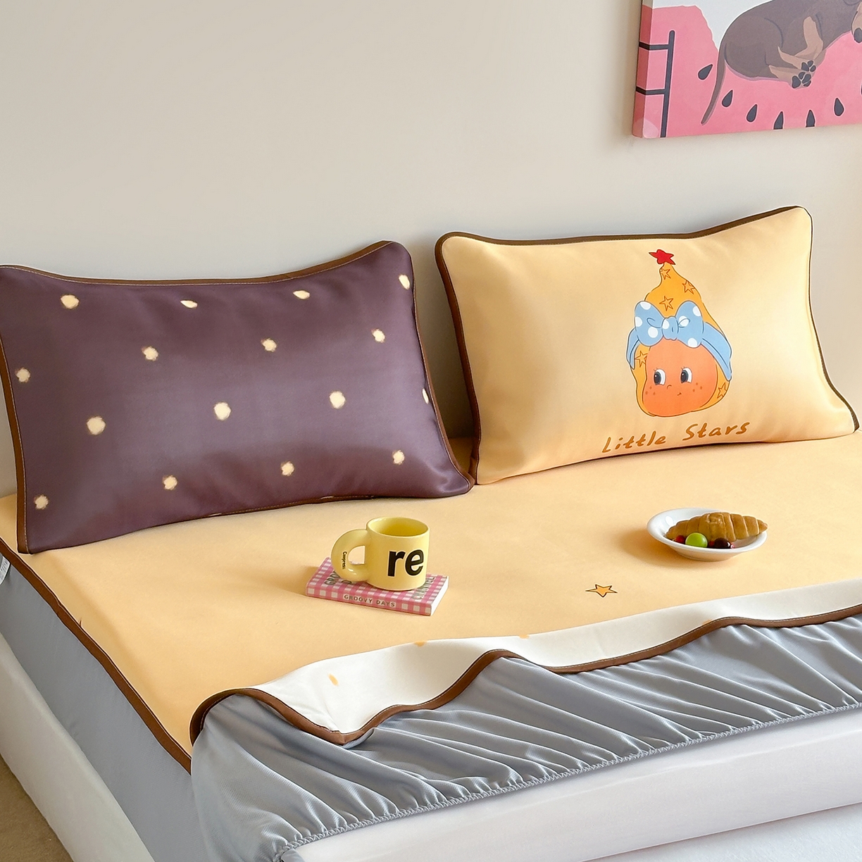 91家纺网 家纺一手货源 找家纺 桃喜 2026新款数码印花冰纤维牛奶丝凉席 星星日记