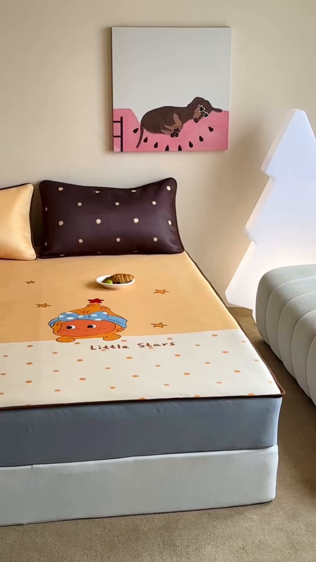 91家纺网 家纺一手货源 找家纺 桃喜 2026新款数码印花冰纤维牛奶丝凉席 星星日记