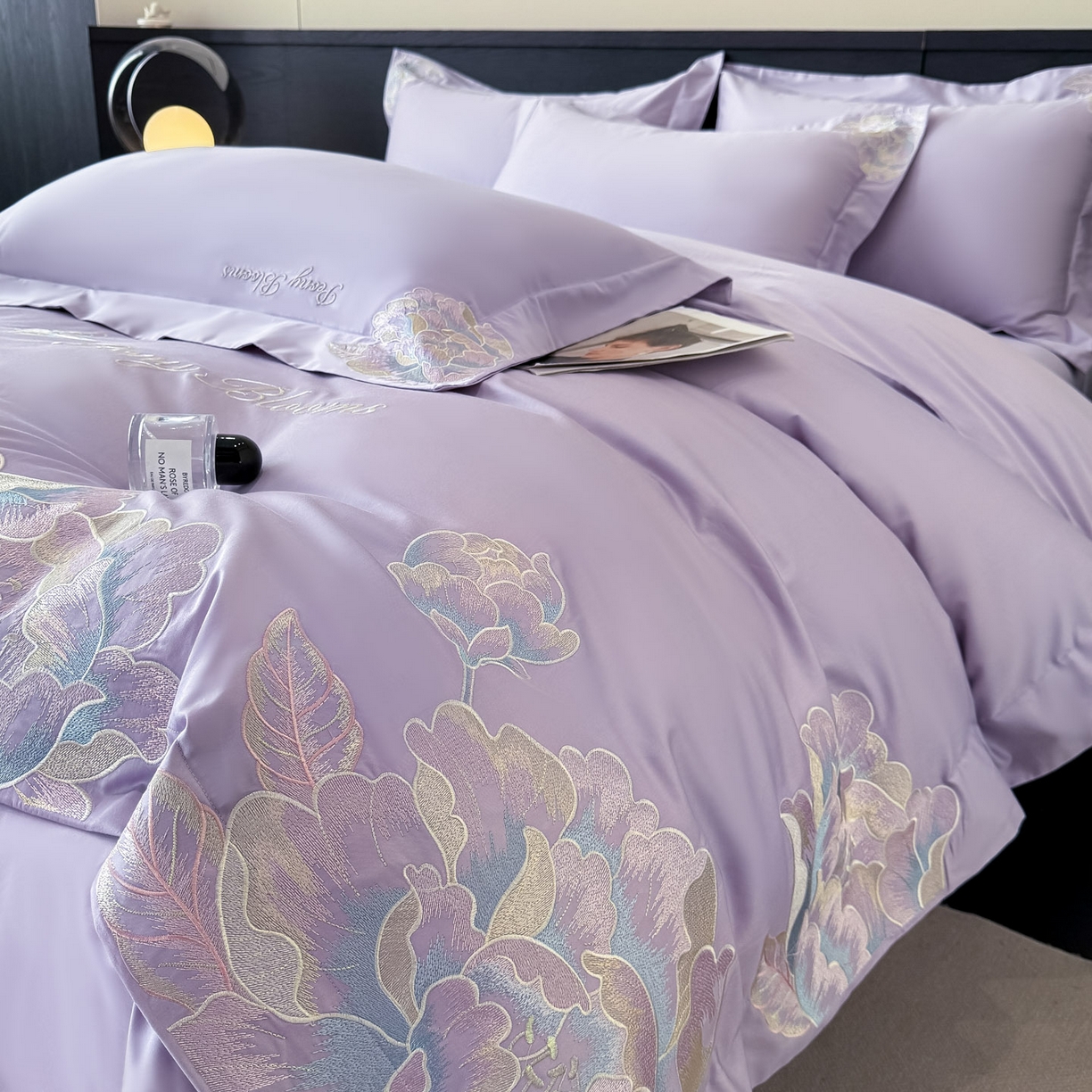 卡初家居（原微来） 2026新款A类母婴级亲肤棉绣花四件套-锦上添花 锦上添花-香芋紫