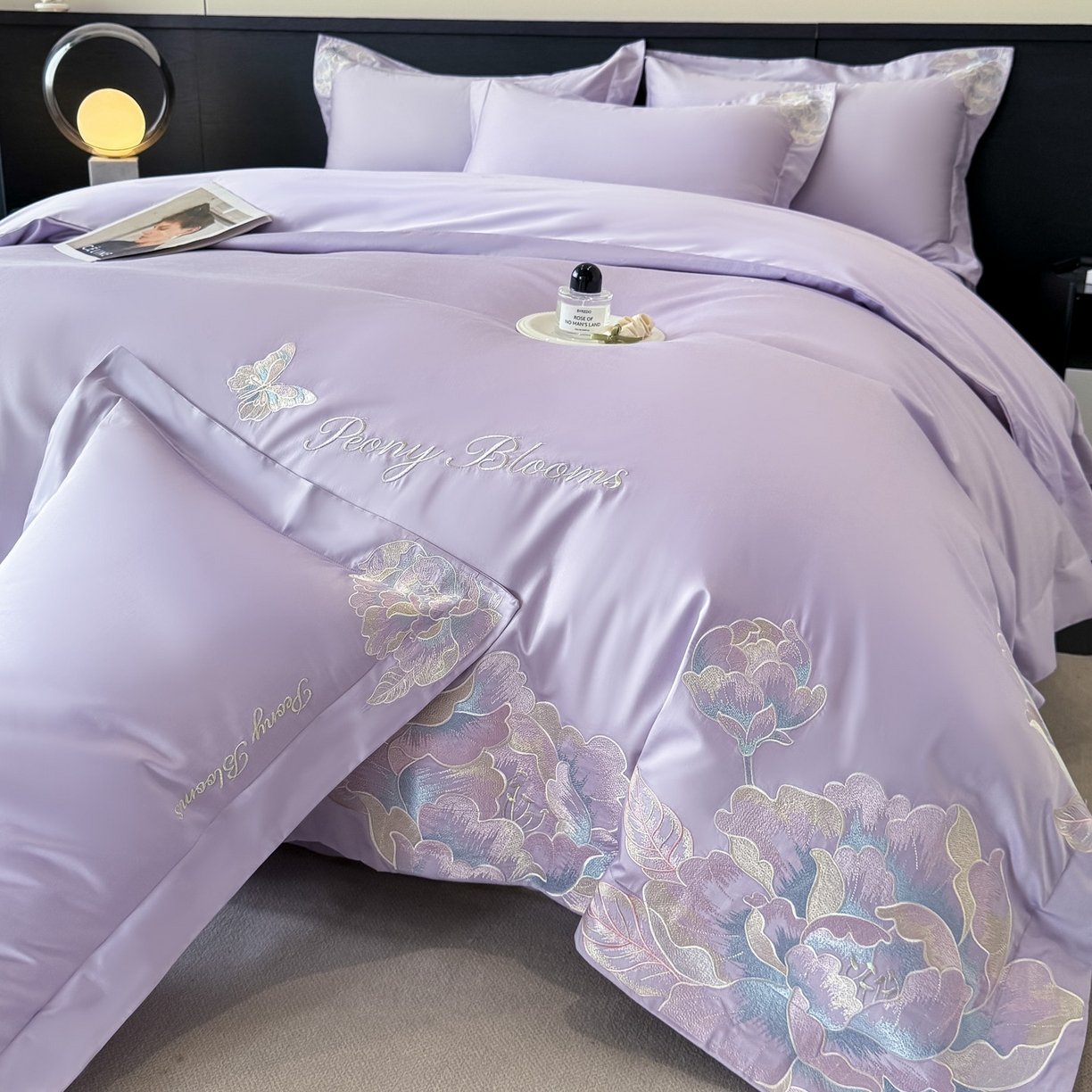 91家纺网 家纺一手货源 找家纺 卡初家居（原微来） 2026新款A类母婴级亲肤棉绣花四件套-锦上添花 锦上添花-香芋紫