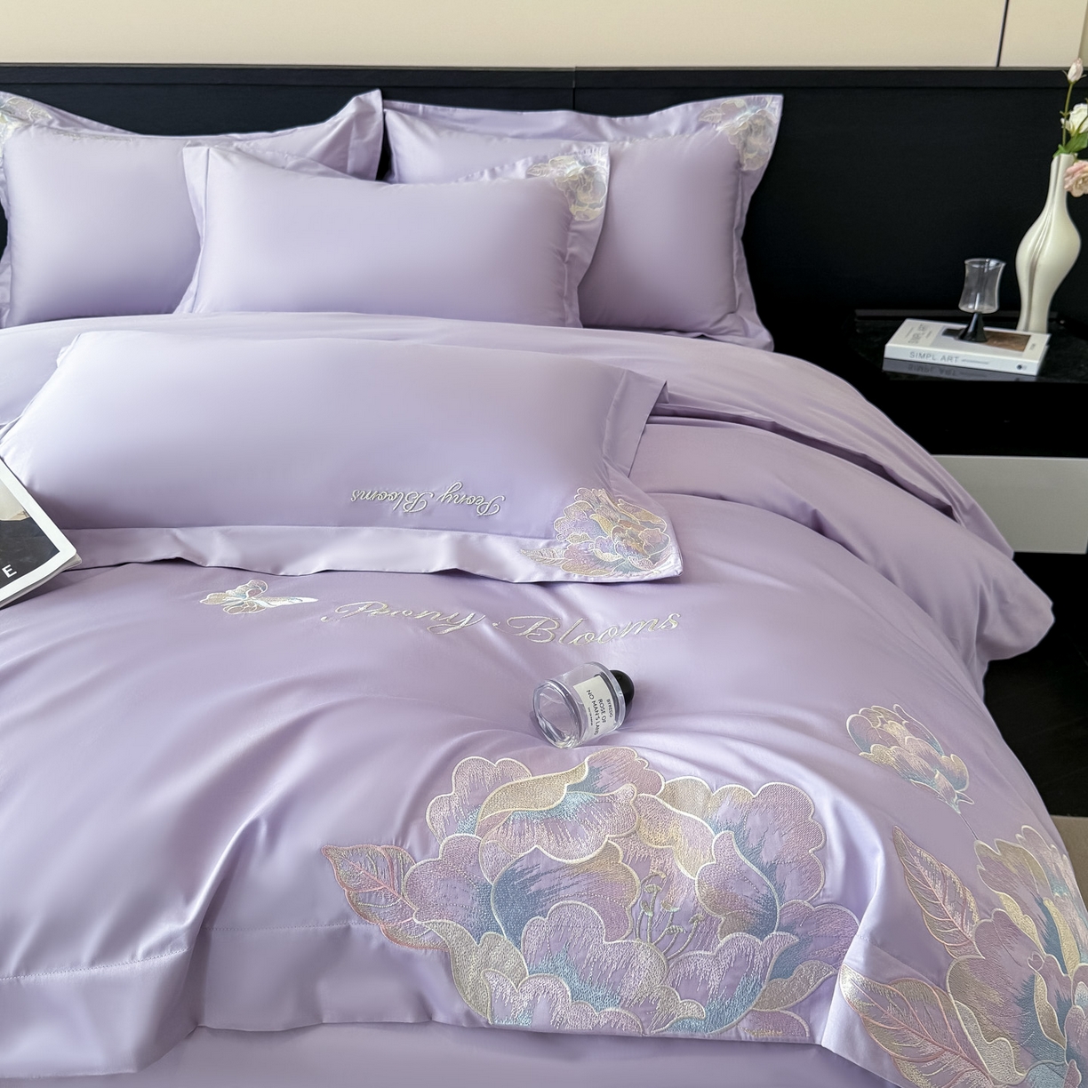 91家纺网 家纺一手货源 找家纺 卡初家居（原微来） 2026新款A类母婴级亲肤棉绣花四件套-锦上添花 锦上添花-香芋紫