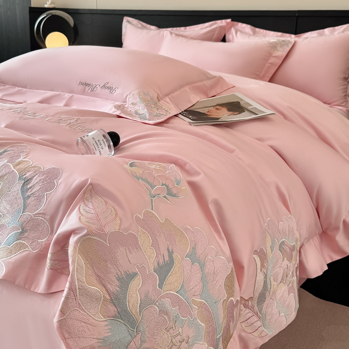 卡初家居（原微来） 2026新款A类母婴级亲肤棉绣花四件套-锦上添花 锦上添花-香叶粉