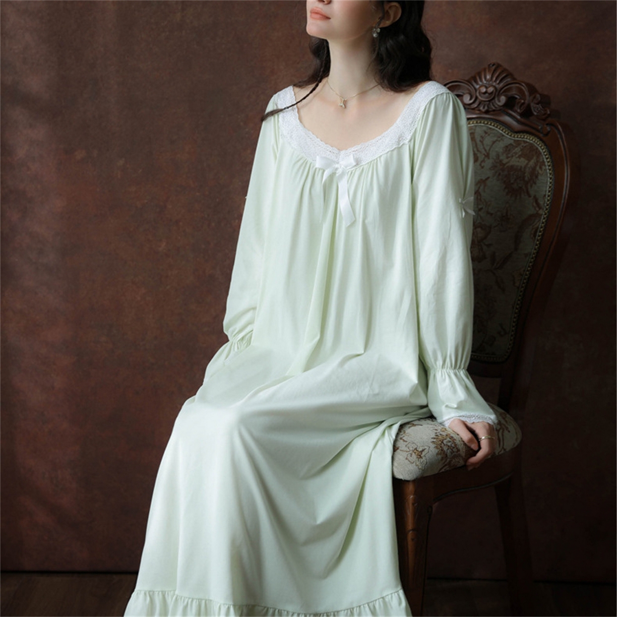 91家纺网 家纺一手货源 找家纺 （总）洛兰沙家居馆 2026新款睡裙春秋季新款长袖长裙批发跨境甜美宫廷公主法式少女宽松睡衣