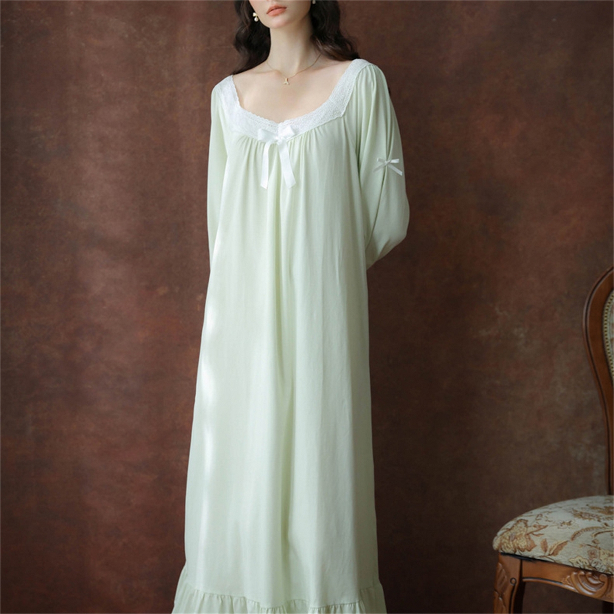 91家纺网 家纺一手货源 找家纺 （总）洛兰沙家居馆 2026新款睡裙春秋季新款长袖长裙批发跨境甜美宫廷公主法式少女宽松睡衣