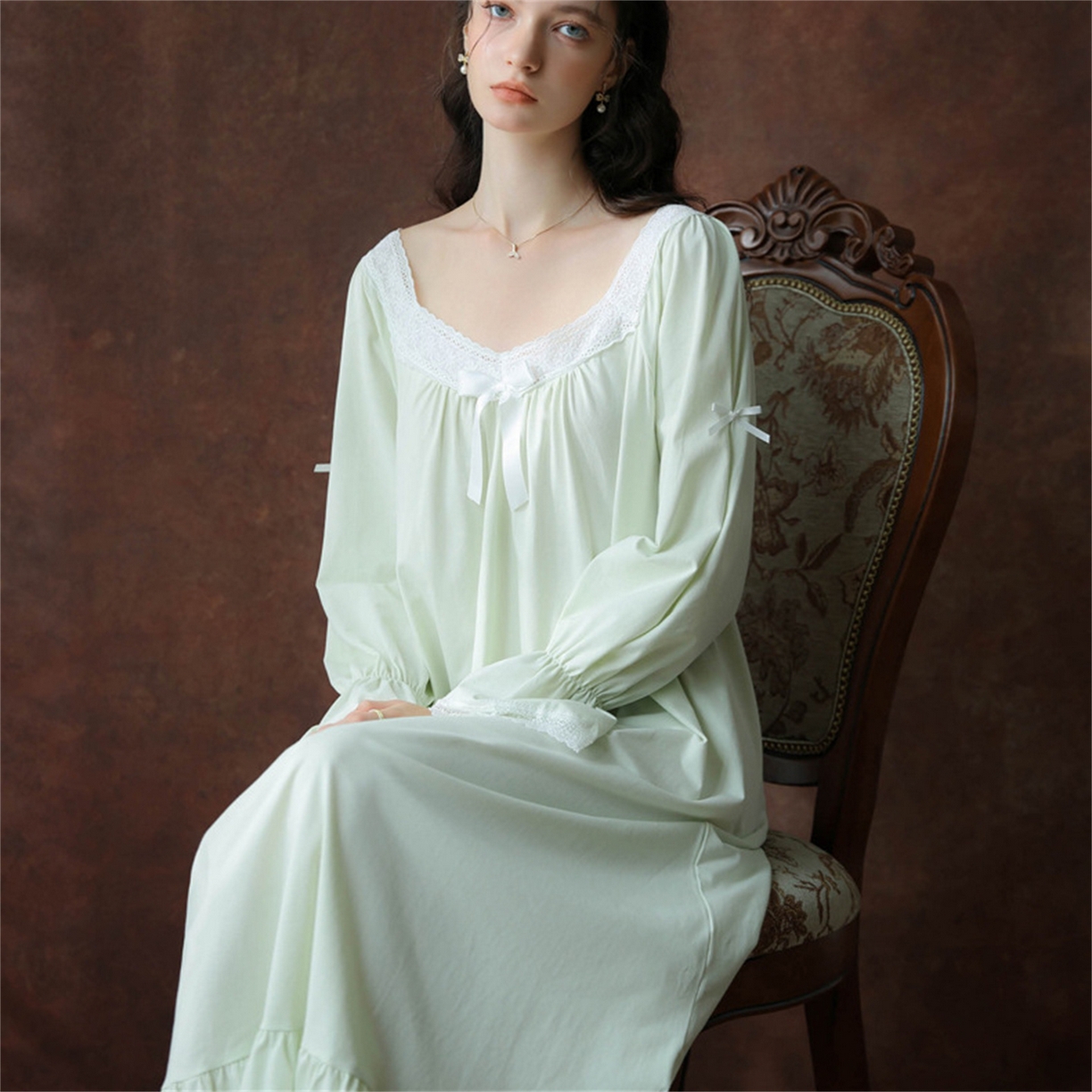 91家纺网 家纺一手货源 找家纺 （总）洛兰沙家居馆 2026新款睡裙春秋季新款长袖长裙批发跨境甜美宫廷公主法式少女宽松睡衣