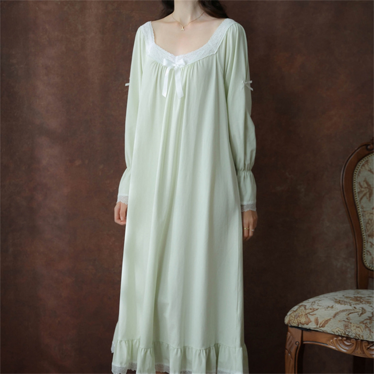 91家纺网 家纺一手货源 找家纺 （总）洛兰沙家居馆 2026新款睡裙春秋季新款长袖长裙批发跨境甜美宫廷公主法式少女宽松睡衣