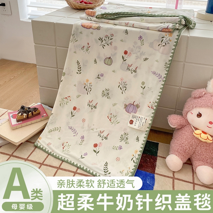榆禾家纺 2026新款不断货A类儿童凉感针织毯夏凉被婴儿幼儿园超柔卡通三角针夏被盖毯 森林日记-针织盖毯