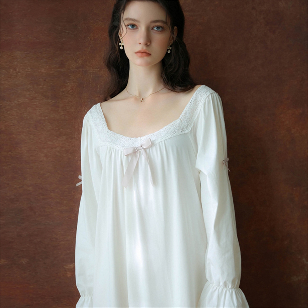 91家纺网 家纺一手货源 找家纺 洛兰沙家居馆 2026新款睡裙春秋季新款长袖长裙批发跨境甜美宫廷公主法式少女宽松睡衣 花色2