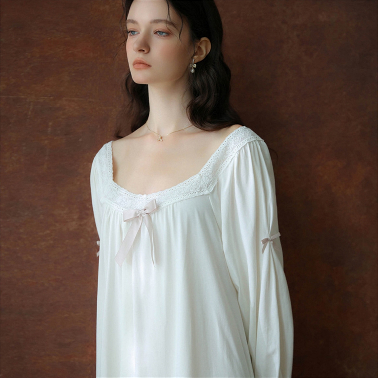 91家纺网 家纺一手货源 找家纺 洛兰沙家居馆 2026新款睡裙春秋季新款长袖长裙批发跨境甜美宫廷公主法式少女宽松睡衣 花色2