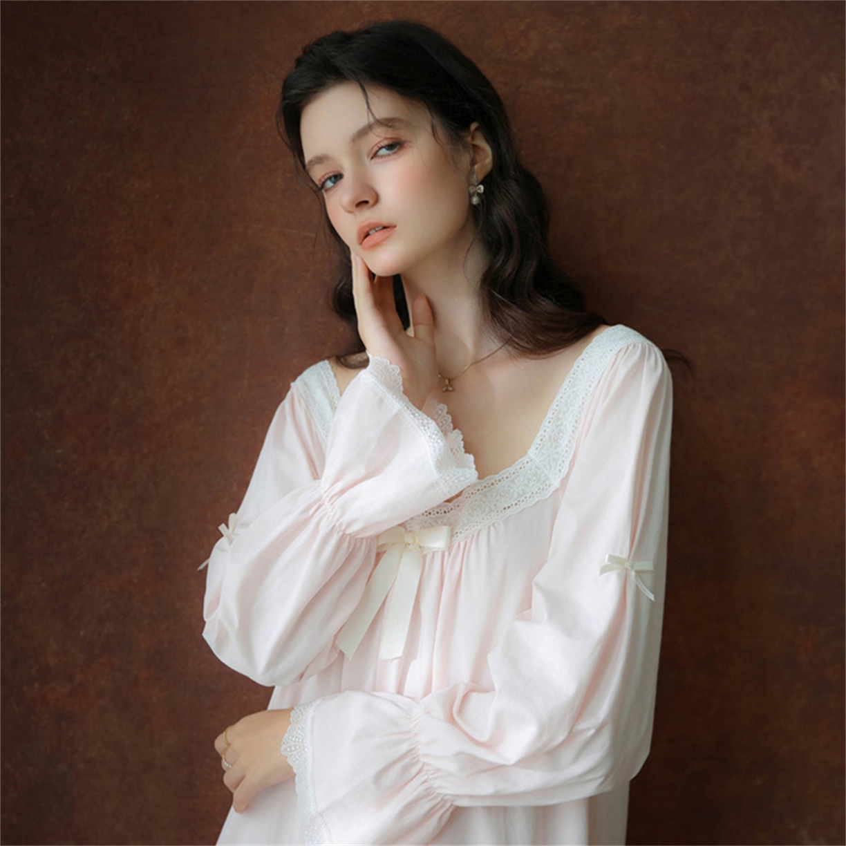 91家纺网 家纺一手货源 找家纺 洛兰沙家居馆 2026新款睡裙春秋季新款长袖长裙批发跨境甜美宫廷公主法式少女宽松睡衣 花色5