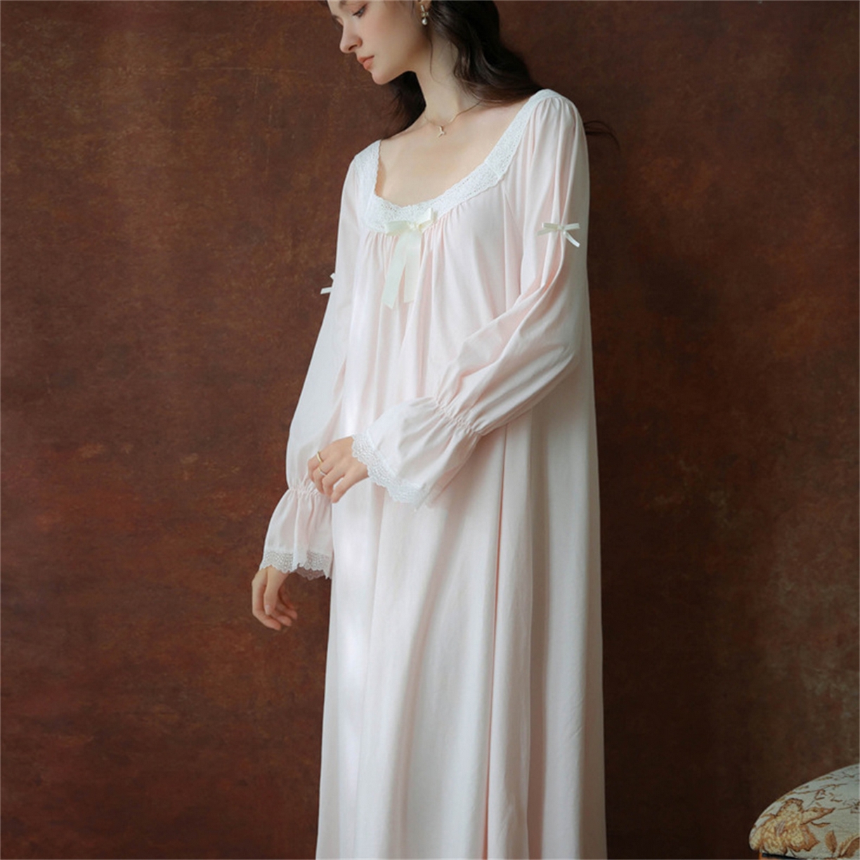 91家纺网 家纺一手货源 找家纺 洛兰沙家居馆 2026新款睡裙春秋季新款长袖长裙批发跨境甜美宫廷公主法式少女宽松睡衣 花色5