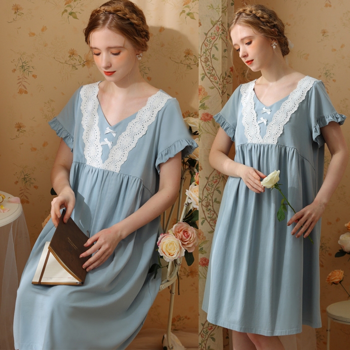 91家纺网 家纺一手货源 找家纺 （总）洛兰沙家居馆 2026新款清仓捡漏法式春夏睡裙少女薄款宽松大码跨境出口批发家居服尺码联系工厂客服