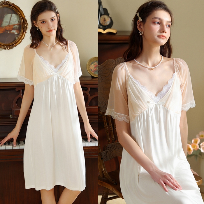 91家纺网 家纺一手货源 找家纺 （总）洛兰沙家居馆 2026新款清仓捡漏法式春夏睡裙少女薄款宽松大码跨境出口批发家居服尺码联系工厂客服