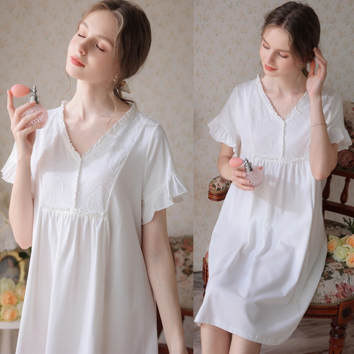 91家纺网 家纺一手货源 找家纺 （总）洛兰沙家居馆 2026新款清仓捡漏法式春夏睡裙少女薄款宽松大码跨境出口批发家居服尺码联系工厂客服