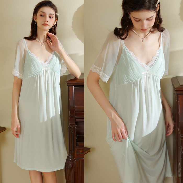 91家纺网 家纺一手货源 找家纺 （总）洛兰沙家居馆 2026新款清仓捡漏法式春夏睡裙少女薄款宽松大码跨境出口批发家居服尺码联系工厂客服